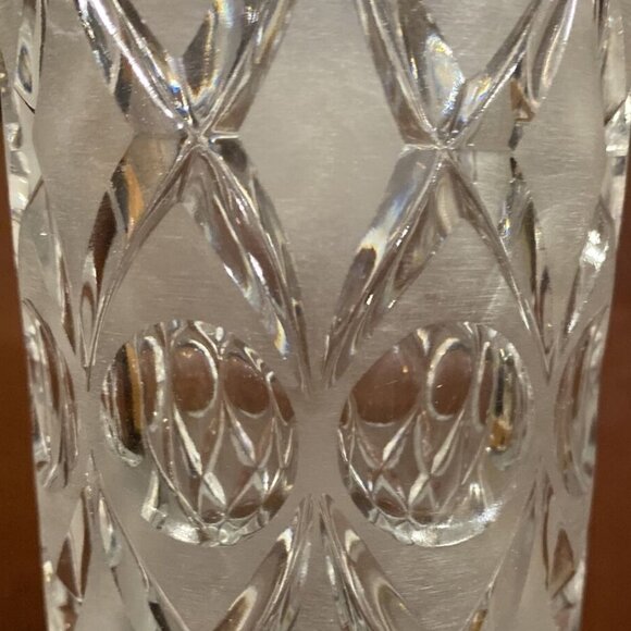 𝅺Beautiful Marquise Brilliant Cut Glass Vase Heavy Glass - Picture 3 of 5